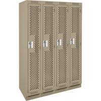 Clean Line Lockers, Bank of 4, 48" x 18" x 76", Steel, Beige, Rivet (Assembled), Perforated Superchem Industries