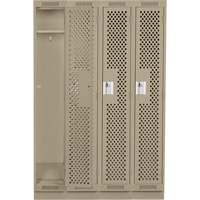 Clean Line Lockers, Bank of 4, 48" x 18" x 76", Steel, Beige, Rivet (Assembled), Perforated Superchem Industries