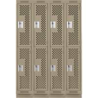 Clean Line Lockers, 2 -tier, Bank of 4, 48" x 18" x 76", Steel, Beige, Rivet (Assembled), Perforated Superchem Industries