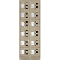Assembled Lockerettes Clean Line Perforated Economy Lockers, 6 -tier, Bank of 2, 18" x 72" x 12", Steel Superchem Industries