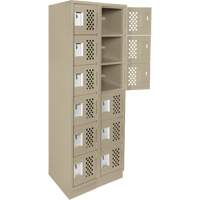 Assembled Lockerettes Clean Line Perforated Economy Lockers, 6 -tier, Bank of 2, 18" x 72" x 12", Steel Superchem Industries
