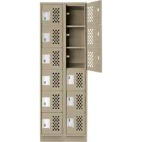 Assembled Lockerettes Clean Line Perforated Economy Lockers, 6 -tier, Bank of 2, 18" x 72" x 12", Steel Superchem Industries