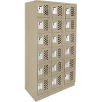 Assembled Lockerettes Clean Line Perforated Economy Lockers, 6 -tier, Bank of 3, 18" x 72" x 12", Steel Superchem Industries