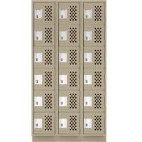 Assembled Lockerettes Clean Line Perforated Economy Lockers, 6 -tier, Bank of 3, 18" x 72" x 12", Steel Superchem Industries