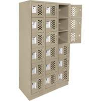 Assembled Lockerettes Clean Line Perforated Economy Lockers, 6 -tier, Bank of 3, 18" x 72" x 12", Steel Superchem Industries