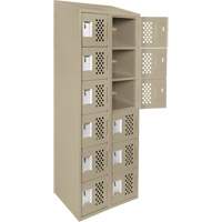 Clean-Line Perforated Lockerette, 6 -tier, Bank of 2, 15" x 72" x 12", Steel Superchem Industries