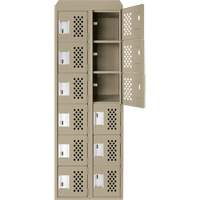 Clean-Line Perforated Lockerette, 6 -tier, Bank of 2, 15" x 72" x 12", Steel Superchem Industries