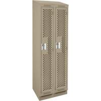 Clean Line Lockers, Bank of 2, 24" x 18" x 82", Steel, Beige, Rivet (Assembled), Perforated Superchem Industries
