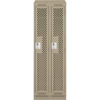 Clean Line Lockers, Bank of 2, 24" x 18" x 82", Steel, Beige, Rivet (Assembled), Perforated Superchem Industries