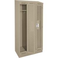 Clean Line Lockers, Bank of 3, 36" x 18" x 82", Steel, Beige, Rivet (Assembled), Perforated Superchem Industries