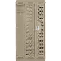 Clean Line Lockers, Bank of 3, 36" x 18" x 82", Steel, Beige, Rivet (Assembled), Perforated Superchem Industries