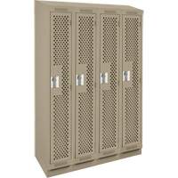 Clean Line Lockers, Bank of 4, 48" x 18" x 82", Steel, Beige, Rivet (Assembled), Perforated Superchem Industries