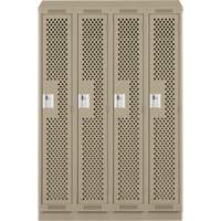 Clean Line Lockers, Bank of 4, 48" x 18" x 82", Steel, Beige, Rivet (Assembled), Perforated Superchem Industries
