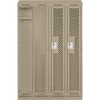 Clean Line Lockers, Bank of 4, 48" x 18" x 82", Steel, Beige, Rivet (Assembled), Perforated Superchem Industries