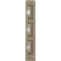 Clean Line Lockers, 3 -tier, 12" x 18" x 82", Steel, Beige, Rivet (Assembled), Perforated Superchem Industries
