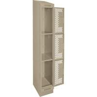 Clean Line Lockers, 3 -tier, 12" x 18" x 82", Steel, Beige, Rivet (Assembled), Perforated Superchem Industries