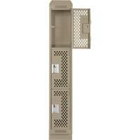 Clean Line Lockers, 3 -tier, 12" x 18" x 82", Steel, Beige, Rivet (Assembled), Perforated Superchem Industries