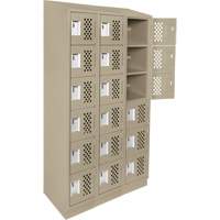 Clean-Line Perforated Lockerette, 6 -tier, Bank of 3, 15" x 72" x 12", Steel Superchem Industries