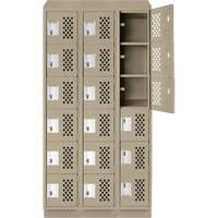 Clean-Line Perforated Lockerette, 6 -tier, Bank of 3, 15" x 72" x 12", Steel Superchem Industries