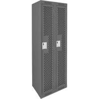 Clean Line Lockers, Bank of 2, 24" x 15" x 72", Steel, Charcoal, Rivet (Assembled), Perforated Superchem Industries