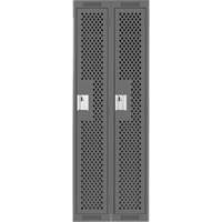 Clean Line Lockers, Bank of 2, 24" x 15" x 72", Steel, Charcoal, Rivet (Assembled), Perforated Superchem Industries