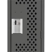 Clean Line Lockers, Bank of 4, 48" x 12" x 72", Steel, Charcoal, Rivet (Assembled), Perforated Superchem Industries