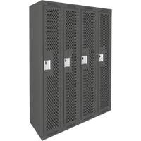 Clean Line Lockers, Bank of 4, 48" x 12" x 72", Steel, Charcoal, Rivet (Assembled), Perforated Superchem Industries