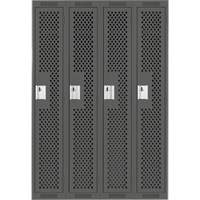 Clean Line Lockers, Bank of 4, 48" x 12" x 72", Steel, Charcoal, Rivet (Assembled), Perforated Superchem Industries