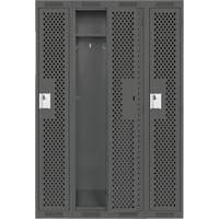 Clean Line Lockers, Bank of 4, 48" x 12" x 72", Steel, Charcoal, Rivet (Assembled), Perforated Superchem Industries