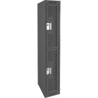 Clean Line Lockers, 2 -tier, 12" x 12" x 72", Steel, Charcoal, Rivet (Assembled), Perforated Superchem Industries