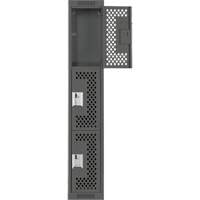 Clean Line Lockers, 3 -tier, 12" x 12" x 72", Steel, Charcoal, Rivet (Assembled), Perforated Superchem Industries