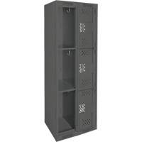 Clean Line Lockers, 3 -tier, Bank of 2, 24" x 12" x 72", Steel, Charcoal, Rivet (Assembled), Perforated Superchem Industries