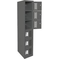 Assembled Lockerettes Clean Line Perforated Economy Lockers, 6 -tier, 18" x 72" x 12", Steel Superchem Industries