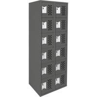 Assembled Lockerettes Clean Line Perforated Economy Lockers, 6 -tier, Bank of 2, 18" x 72" x 12", Steel Superchem Industries