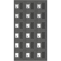 Assembled Lockerettes Clean Line Perforated Economy Lockers, 6 -tier, Bank of 3, 18" x 72" x 12", Steel Superchem Industries