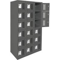 Assembled Lockerettes Clean Line Perforated Economy Lockers, 6 -tier, Bank of 3, 18" x 72" x 12", Steel Superchem Industries