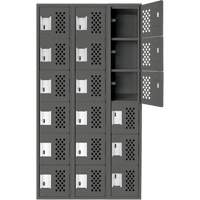 Assembled Lockerettes Clean Line Perforated Economy Lockers, 6 -tier, Bank of 3, 18" x 72" x 12", Steel Superchem Industries