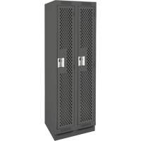 Clean Line Lockers, Bank of 2, 24" x 18" x 76", Steel, Charcoal, Rivet (Assembled), Perforated Superchem Industries