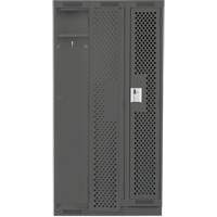 Clean Line Lockers, Bank of 3, 36" x 18" x 76", Steel, Charcoal, Rivet (Assembled), Perforated Superchem Industries