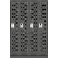 Clean Line Lockers, Bank of 4, 48" x 18" x 76", Steel, Charcoal, Rivet (Assembled), Perforated Superchem Industries