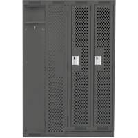 Clean Line Lockers, Bank of 4, 48" x 18" x 76", Steel, Charcoal, Rivet (Assembled), Perforated Superchem Industries