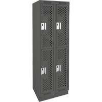 Clean Line Lockers, 2 -tier, Bank of 2, 24" x 18" x 76", Steel, Charcoal, Rivet (Assembled), Perforated Superchem Industries