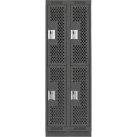 Clean Line Lockers, 2 -tier, Bank of 2, 24" x 18" x 76", Steel, Charcoal, Rivet (Assembled), Perforated Superchem Industries
