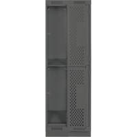 Clean Line Lockers, 2 -tier, Bank of 2, 24" x 18" x 76", Steel, Charcoal, Rivet (Assembled), Perforated Superchem Industries