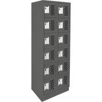 Assembled Lockerettes Clean Line Perforated Economy Lockers, 6 -tier, Bank of 2, 18" x 72" x 12", Steel Superchem Industries