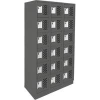 Assembled Lockerettes Clean Line Perforated Economy Lockers, 6 -tier, Bank of 3, 18" x 72" x 12", Steel Superchem Industries