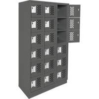 Assembled Lockerettes Clean Line Perforated Economy Lockers, 6 -tier, Bank of 3, 18" x 72" x 12", Steel Superchem Industries