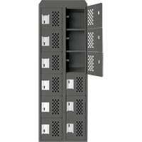 Clean-Line Perforated Lockerette, 6 -tier, Bank of 2, 15" x 72" x 12", Steel Superchem Industries