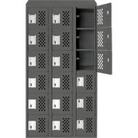 Clean-Line Perforated Lockerette, 6 -tier, Bank of 3, 15" x 72" x 12", Steel Superchem Industries