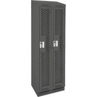 Clean Line Lockers, Bank of 2, 24" x 18" x 82", Steel, Charcoal, Rivet (Assembled), Perforated Superchem Industries